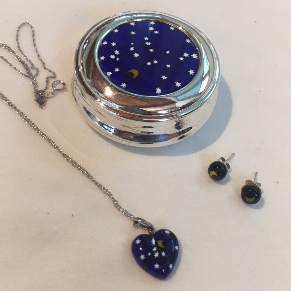 Heart Murrina necklace & earrings with box